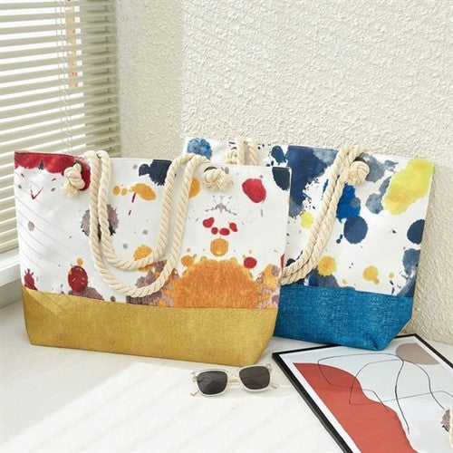 Ink Splash Beach Bag in Mustard