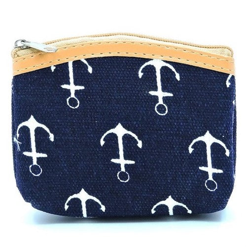 Anchor Coin Purse in Navy Blue