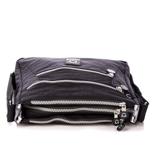 Luxury Nylon Water Resistant Side Bag in Black