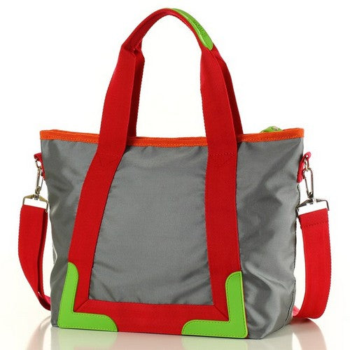 Luxury Nylon Colour Block Tote in Grey