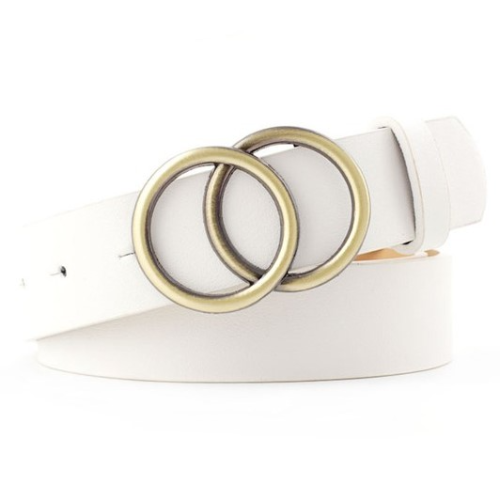 OO Bronze Buckle Belt White