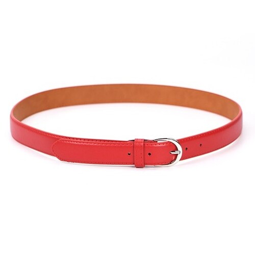Regular Leather Look Belt in Red
