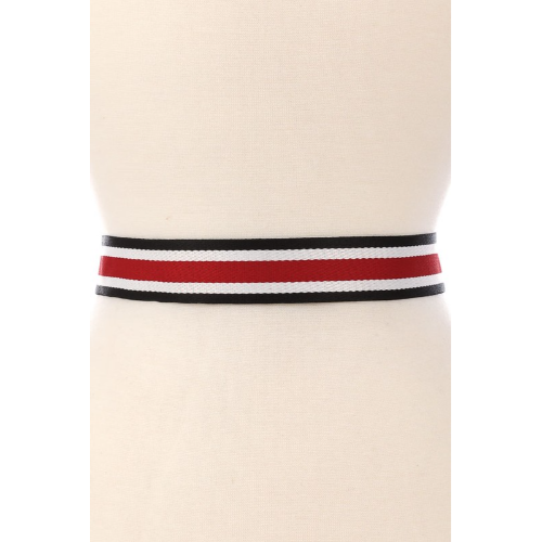 Canvas D-Ring Belt in Navy/Red/White