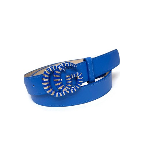 BT-329 Enamel & Gold GG Buckle Belt Royal Blue