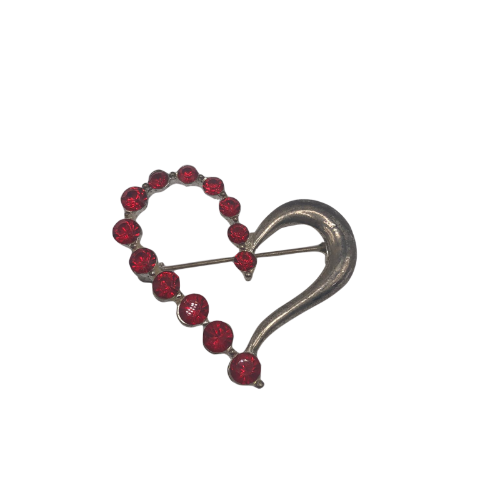 Red & Silver Heart Brooch