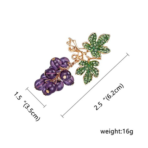 Purple Grape Rhinestone Pin Brooch