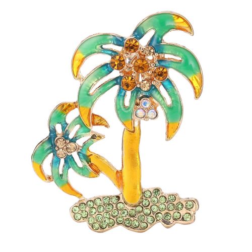 PA3235 Coconut Tree Enamel Pin Brooch Yellow