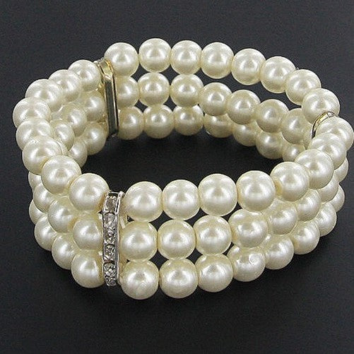 3 Strand Pearl Stretch Bracelet