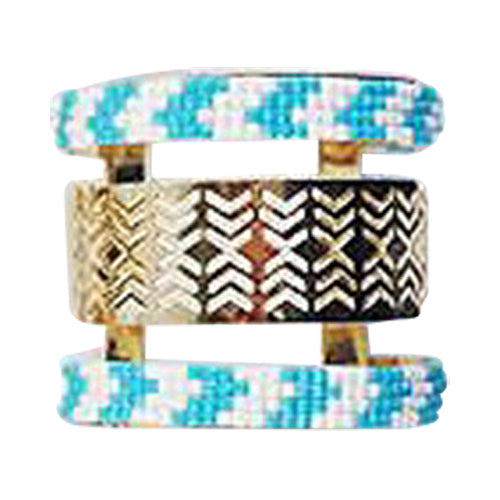 Tribal Cuff Bangle Blue & White