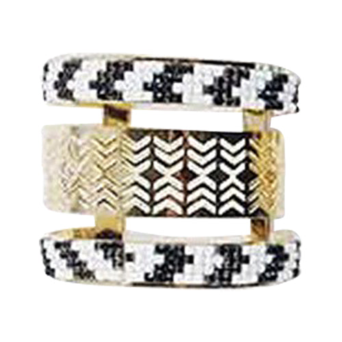 Tribal Cuff Bangle Black & White
