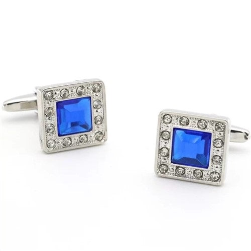Blue Gem Crystal Square Cufflink