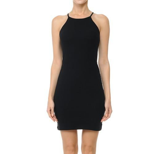 Halter Cami Ribbed Bodycon Dress Black Seasons Fashion Halter Cami Ribbed Bodycon Dress Black Seasons Fashion