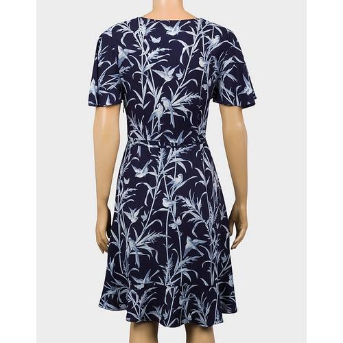 Oasis Printed Wrap Dress Navy/White