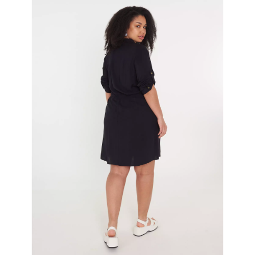 Jo 30 Breast Pocket Shirt Dress Black