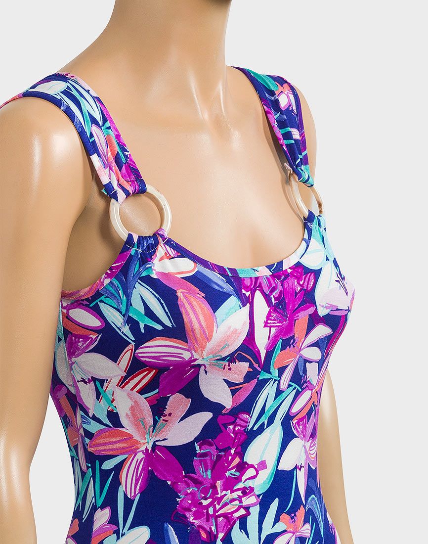 M&Co Floral Sleeveless Ring Detail Jersey Dress Multi