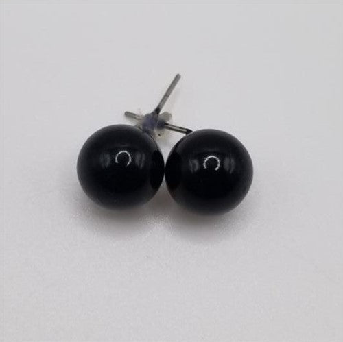 Large Pearl Stopper Stud Earring Black