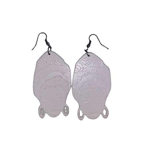 Headwrap Lady Wooden Earring