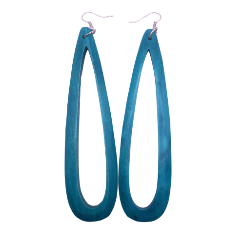 Wooden Long Tear Drop Earring
