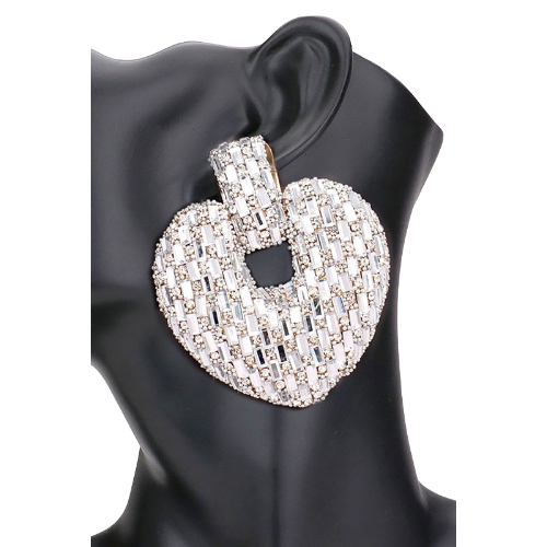 Oversized Rhinestone Embellished Evening Earrings Gold/Clear
