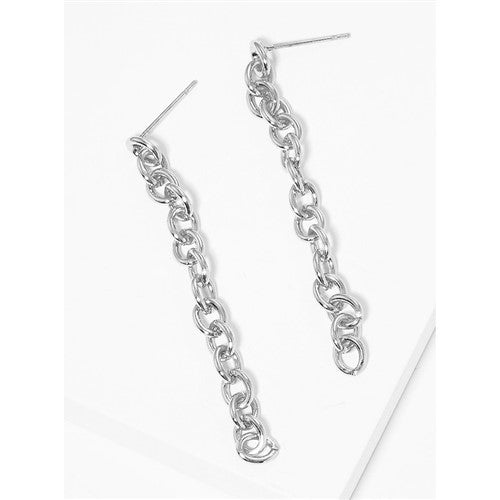 AE62400 Long Crystal Drop Earring Silver