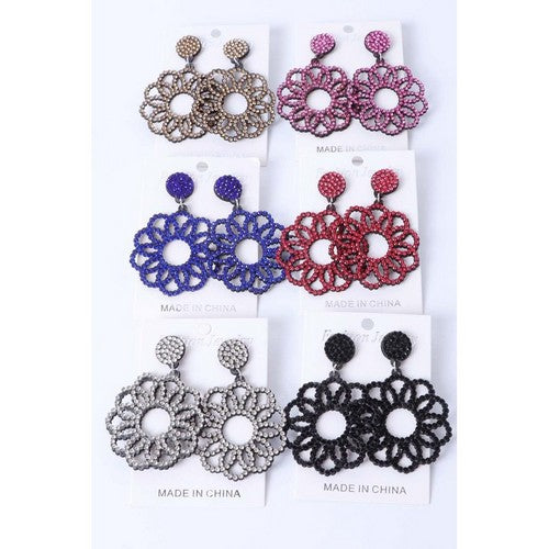 Flower Power Rhinestone Drop Earrings