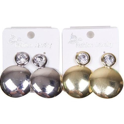 UER-4447-D Round Metallic Clip On Earrings