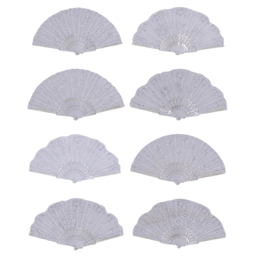 9" Decorative Lace Hand Fan White