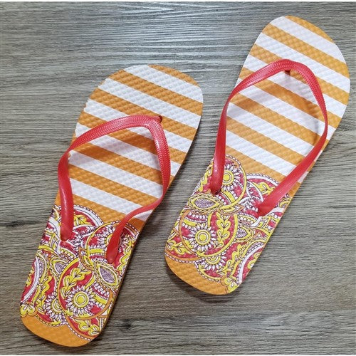 Paisley & Stripe Flip-Flop Orange