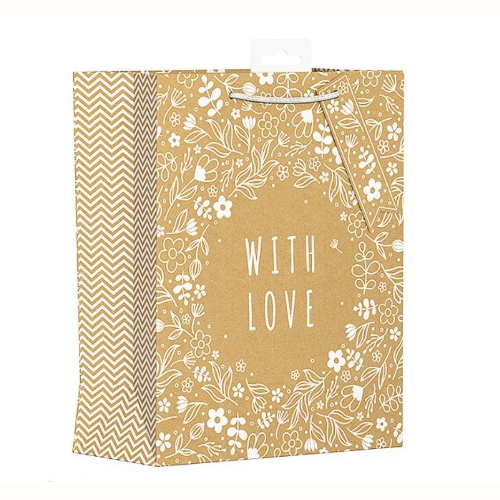YALGB07M With Love Kraft Gift Bag Medium