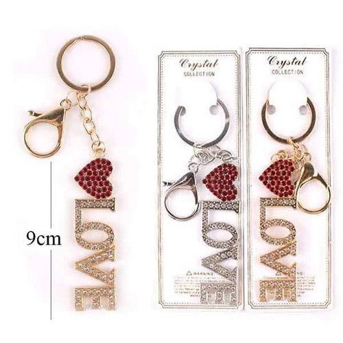 Heart Love Rhinestone Keyring