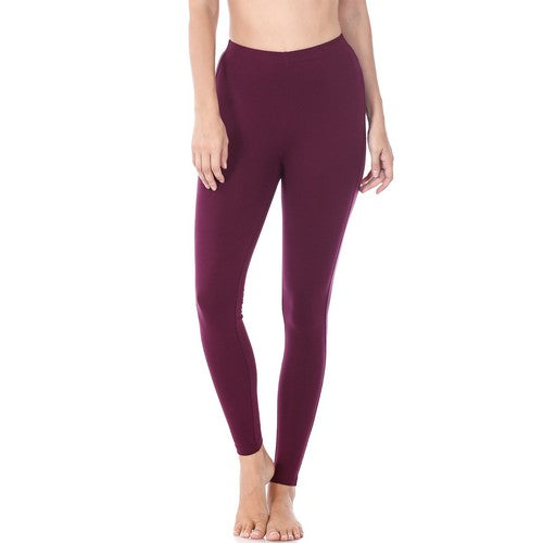 Plus Size Long Cotton Leggings Burgundy