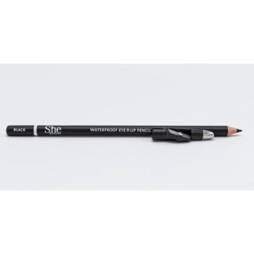 She Makeup Waterproof Eyeliner/Lipliner Pencil Black