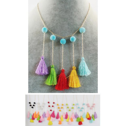 Multi Tone Tassel Necklace Black