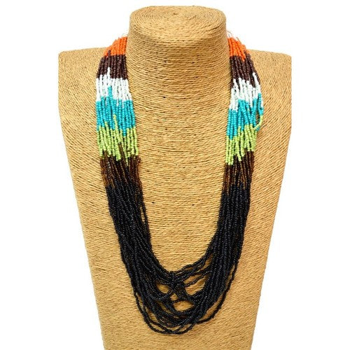 Bead Layer Necklace Burgundy