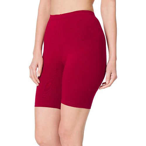Premium Cotton Biker Shorts in Burgundy