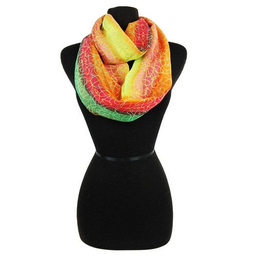 scf-11746-3029 Tie Dye Swirl Infinity Scarf Coral