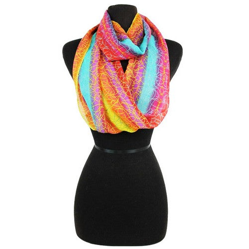 scf-11746-3029 Tie Dye Swirl Infinity Scarf Pink