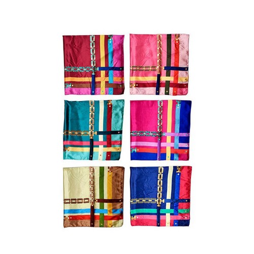 SF-422 Multicolour Plaid Large Square Silky Scarf