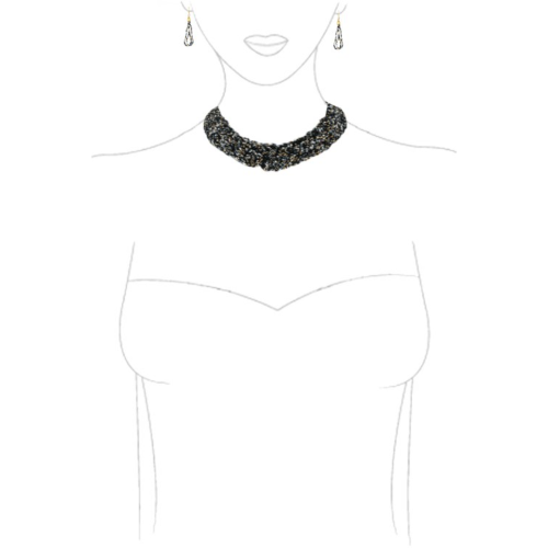 Jumbo Cluster Bead Statement Necklace & Earring Set Black