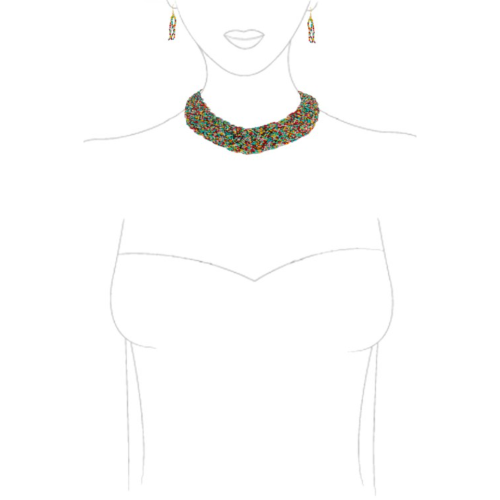 Jumbo Cluster Bead Statement Necklace & Earring Set Multi