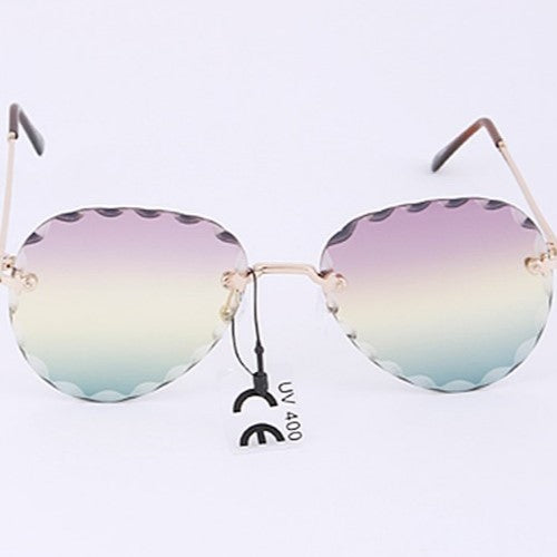 Rimless Scallop Edge Aviator Sunglasses