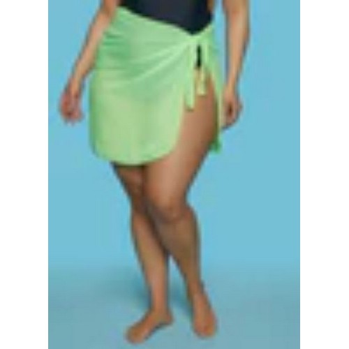 0029561339 Plus Size Solid Tie Front Cover Up Skirt Green