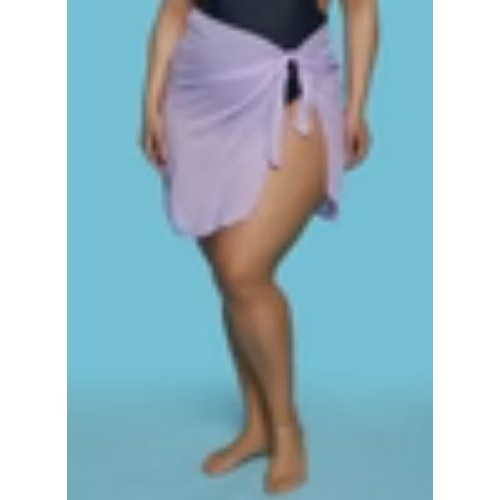 0029561339 Plus Size Solid Tie Front Cover Up Skirt Lavender