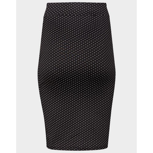 Wide Waistband Knee Length Pencil Skirt in Black Dot