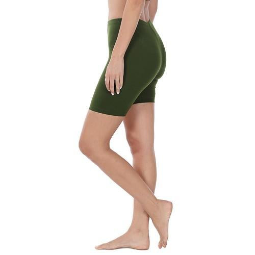 Premium Cotton Biker Shorts in Army Green