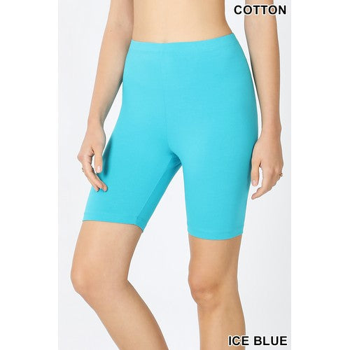Premium Cotton Biker Shorts in Ice Blue