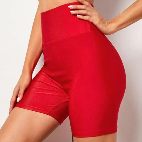 Premium Cotton High Waist Biker Shorts Ruby