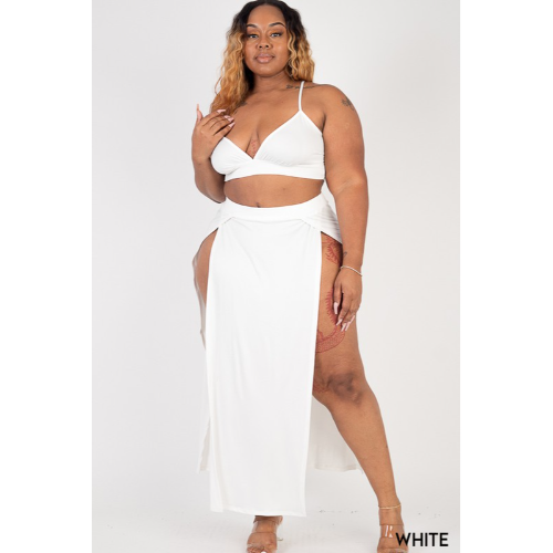 White deals slit skirt