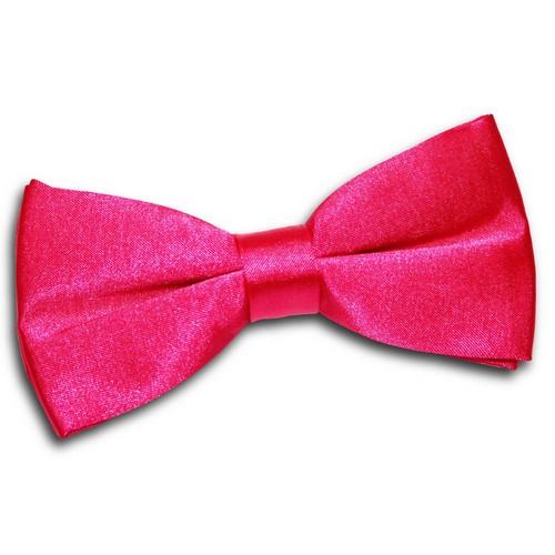 Satin Banded Bow Tie in Hot Pink