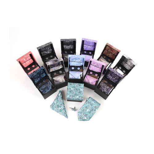 Tie, Hankerchief & Cufflink Gift Box Set Paisley